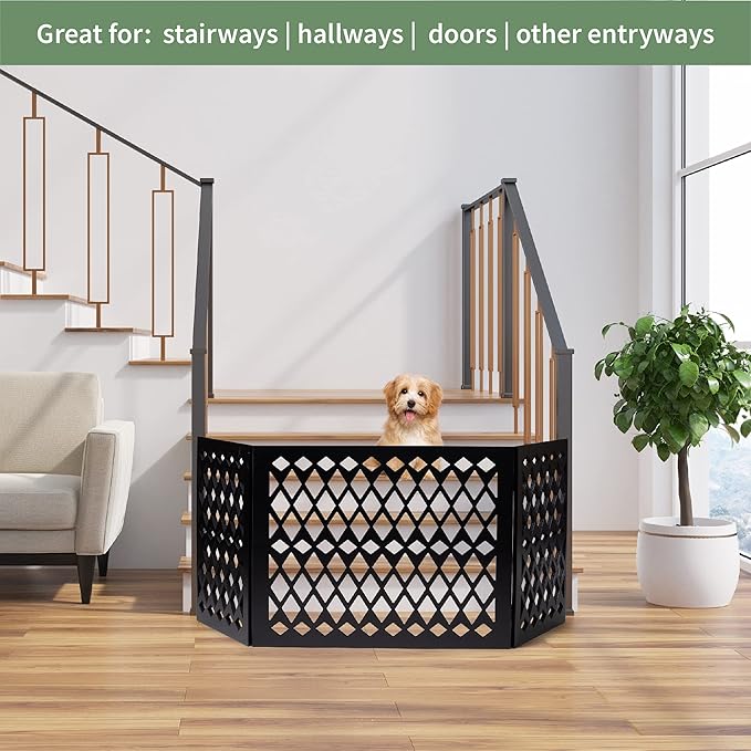 Free Standing Pet Gate | Pet Gate for Small Dogs | Free Standing Dog Gate for Stairs | Freestanding Dog Gates for Doorways | Freestanding Pet Gates | Width 23.5-47 inch | Height 18.75 inch (Diamond)