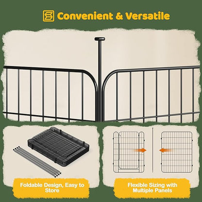 Yaheetech Expandable Dog Playpen, 8 Panel 32 inch Puppy Playpen with Door Indoor/Outdoor Pet Fence for Small Medium Dogs