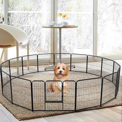 NEWBULIG Dog Playpen 16 Panels 32" Height Foldable Heavy Duty Metal Dog Exercise Playpen Puppy Fence for Indoor Outdoor Yard
