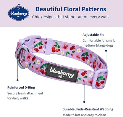 Cherry Garden Dog Collar with Dainty Flowers