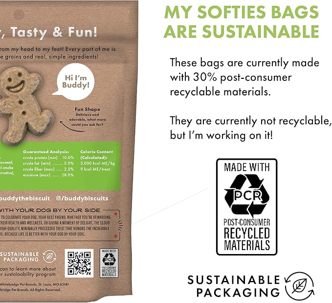Buddy Biscuits Softies 6 oz. Bag, Soft & Chewy, Natural Roasted Chicken Flavor Dog Treats, Oven Baked in The USA