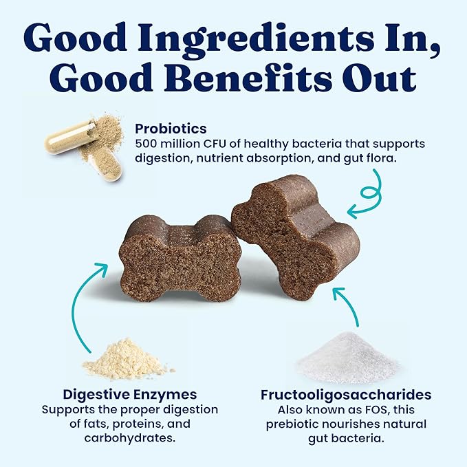 Solid Gold Dog Probiotics for Digestive Health - Probiotics for Dogs with Fiber & Digestive Enzymes for Bowel Support & Gut Health - Bacon Flavor Soft Chews to Support Digestion for All Ages - 120ct