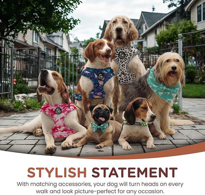 No Pull Harness and Leash Set - 6-in-1 Adjustable Vest Harness and Collars for Medium and Large Dogs. (Military Pink, Extra Small)