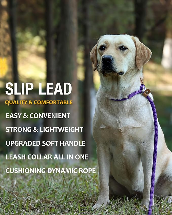 lynxking Dog Leash Slip Lead 5 6 8 FT Dog Training Leash Strong Heavy Duty Braided No Pull Training Lead Leashes for Large Dogs