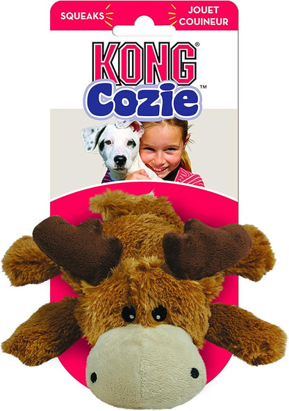 KONG Cozie Marvin Moose - Cute Dog Plush Toy for Indoor Play - Soft Chew Toy & Snuggle Buddy - with Squeaker, Durable Design & Minimal Stuffing - for Small Dogs
