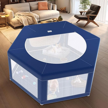 XVISHX 45x45 Inches Hexagonal Type Puppy Playpen, Dog Playpen for Puppies or Small Dogs, Dog Fence Pet Playpen for Indoor & Outdoor, Sturdy Safety Dog Pen with Thickened Fabric, Breathable Mesh