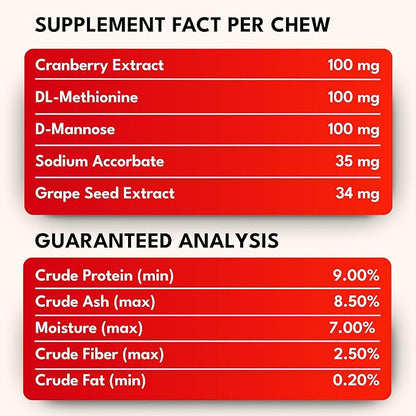 Cranberry Chews for Dogs – UTI Support & Bladder Support – Cranberry Supplement for Dogs – Dog Kidney Support – Urinary Tract & Bladder Control (90 Soft Chews)