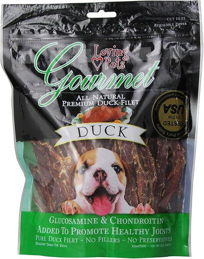 Loving Pets All Natural Premium Duck Filet Strips With Glucosamine & Chondroitin, Dog Treats, 12oz