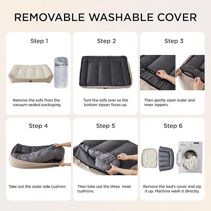 Bedsure SupportMax™ XL Plus Orthopedic Dog Beds Large Sized Dog - As Seen on TV Extra Thick Supportive Dogs Couch with Waterproof Washable Cover, Jumbo Comfort Pet Sofa with Soft Sherpa, Brown, 48"