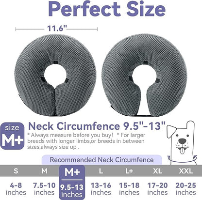 Loflaze Soft Inflatable Dog Cone Collar Alternative After Surgery - Dog Neck Donut E Collar for Large Medium Small Dogs Cats Post Surgery - Recovery Collar to Stop Licking - Grey, M+