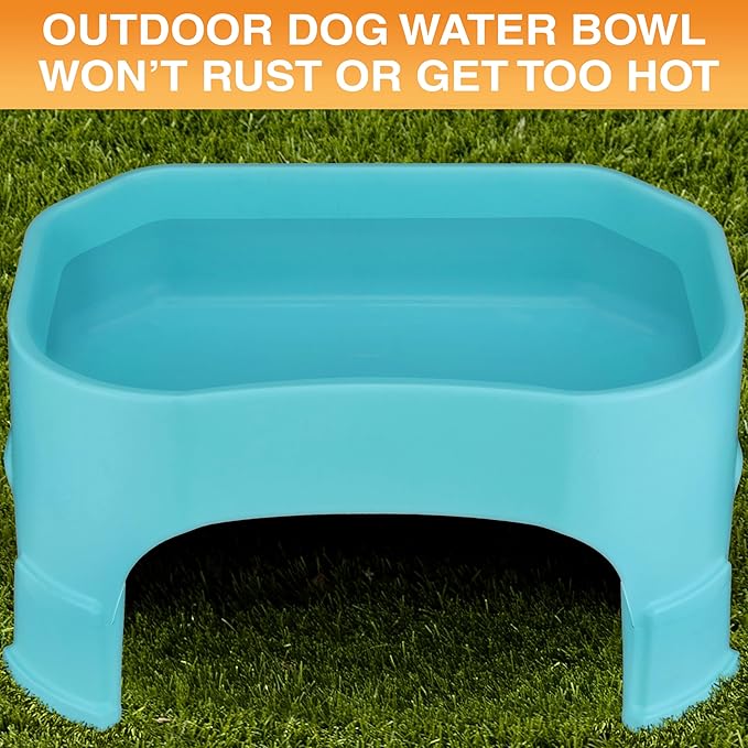 Neater Pet Brands Extra Large Water Bowl for Dogs, Elevated Outdoor Dog Water Bowl (2.25 Gallon XL Capacity), Big Trough Style Food Dish for Indoors or Outside, No Spill Large Dog Bowls, Aquamarine