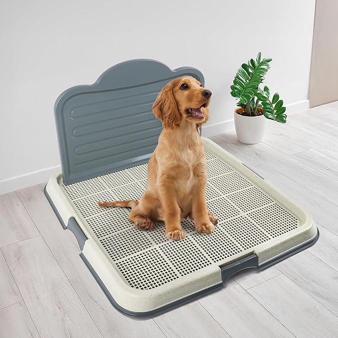 PAWISE Dog Pee Pad Holder Tray with Splash Guard, 23.6" Large Puppy Potty Training Pad Tray, Puppy Litter Box with High-Wall, Indoor Pet Toilet for Small to Medium Sized Dogs