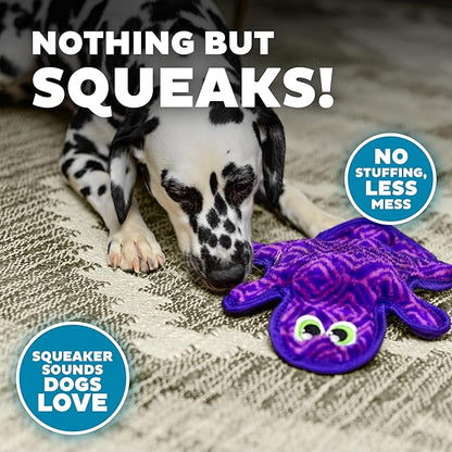 Outward Hound Durablez Medium Gecko Stuffing-Free Squeaky Plush Dog Toy for Puppies & Dogs - Interactive, Soft Yet Tough, No Mess, Jumbo Squeaker, Long-Lasting Play, 14 inch, Purple