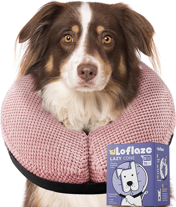 Loflaze Soft Inflatable Dog Cone Collar for Large Medium Small Dogs Cats - After Surgery Donut, E Collar Alternative for Recovery