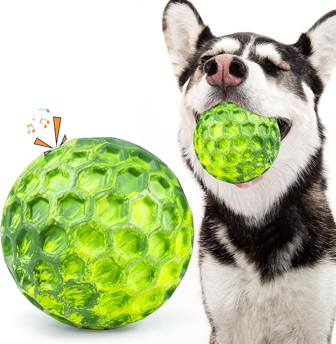 Tough Dog Chew Toys for Aggressive Chewers, Indestructible Dog Balls for Aggressive Chewers, Squeaky Balls for Dogs, Squeaky Toys for Large Dogs, Funny Heavy Duty Ball
