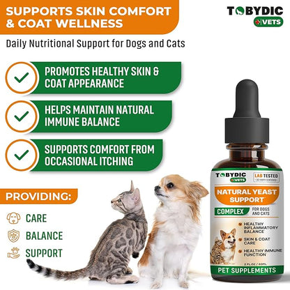 Natural Cats & Dog Yeast Infection Relief - Itchy Skin & Ear Treatment - Reduces Irritation & Relieves Itching and Allergy - Herbal Medicine Drops Supplement - Made in USA