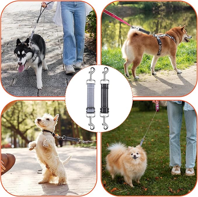 2 PCS Prong Collar Safety Clip Leash to Prong Collar Connector Dog Leash Connector Harness to Collars Safety Clip Reflective Double Ended Backup Clasp for Dog Pinch Collars