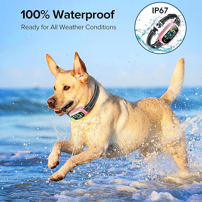 FAFAFROG Dog Bark Collar for Large Medium Small Dogs, Rechargeable Smart Bark Collar, Anti Barking Training Collar with 5 Adjustable Sensitivity Beep Vibration (Pink)