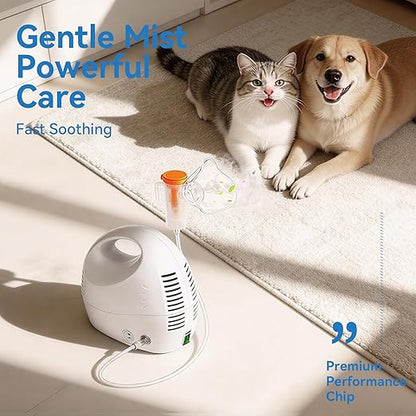Portable Pet Nebulizer, Compressor Nebulizer with Mask for Cats and Dogs, Dual Modes Fit for Pet Breathing Problems