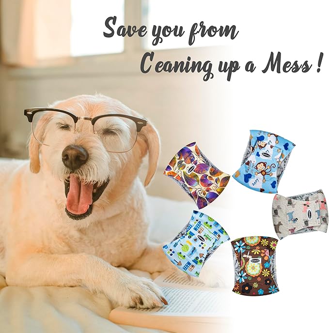 Male Dog Diapers, High Absorbing Dog Belly Bands for Male Dogs, Washable Reusable Dog Males Wraps(5 Pack)