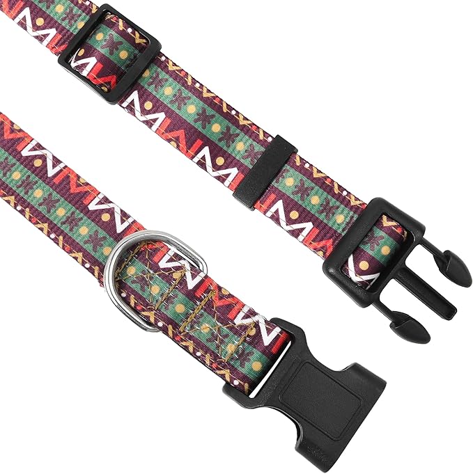 Reflective Dog Collar, Adjustable Soft Neoprene Padded Nylon Pet Collars with Buckle for Puppy and Small Dogs, Cats, Retro Geometric Flowers,XL