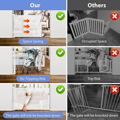 Retractable Baby Gate with Cat Door 55" Wide Retractable Baby Gate for Stairs Mesh Baby Gate with Pet Door Retractable Dog Gate for The House Retractable Pet Gate with Door Safety Gates for Toddlers