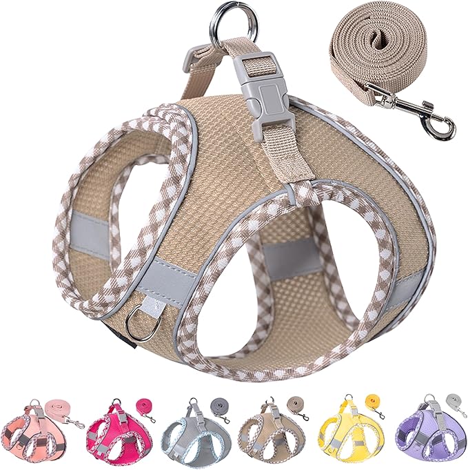 Petank Dog Harness for Small Medium Dogs No Pull, Puppy Harness and Leash Set for Walking, Running, Training, Small Dog Harness, Medium Dog Harness (Brown, M)