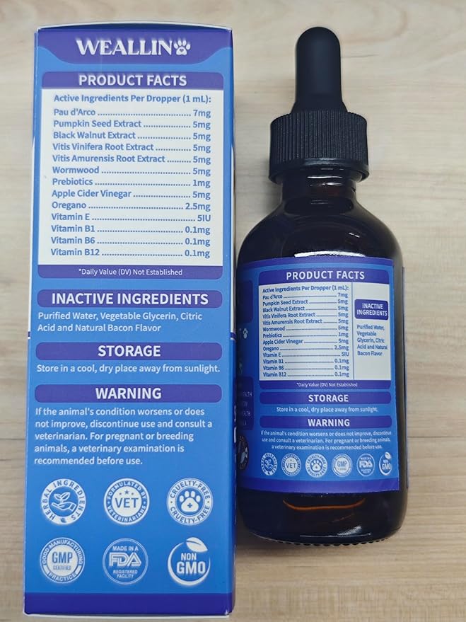 WEALLIN Flea and Tick Prevention Support for Cats and Dogs + Dog Cough Treatment Support for Dogs Pets Oral Natural Supplement Pet Care Support Drops for All Breeds and Ages