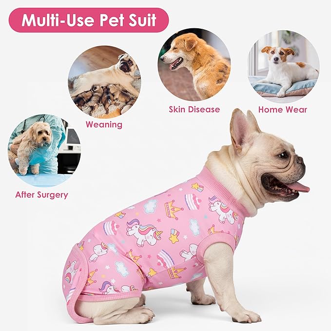 cyeollo Recovery Suit for Dogs Surgery Suit Female Spay Soft Pet Onesie Bodysuit After Sugery Male Dog Neuter Pet Clothes Small Dogs Surgical Recovery Shirt, Unicorn M