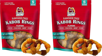 Country Kitchen Rawhide Free Kabob Rings Dog Chews, Made with Real Chicken, Beef, Pork, and Duck, 5 Count (Pack of 2)