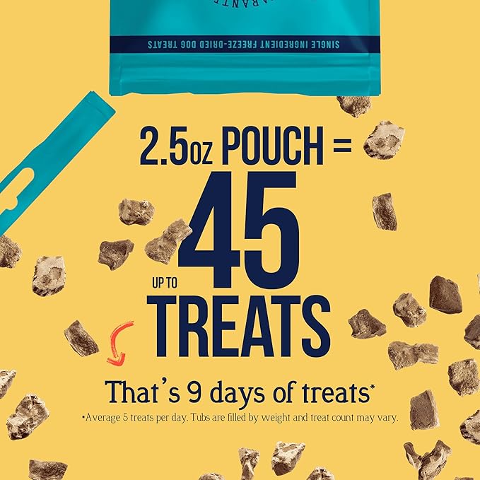Stewart 100% Chicken Liver Dog Treats, 2.5 oz Pouch, ~45 Pieces, Freeze Dried Raw, Single Ingredient, 60% Protein Training Treats or Meal Topper, Grain Free, Gluten Free