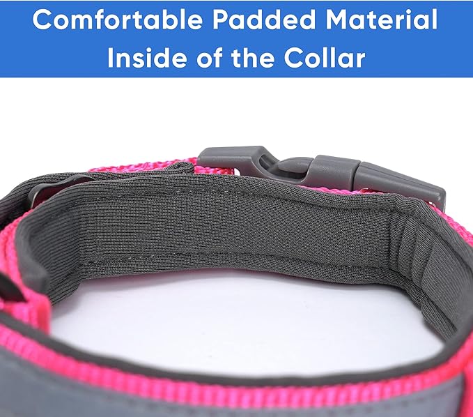 Pawtitas Lumberjack Padded Martingale Collar for Dogs | Soft Neoprene Dog Collar for Your pet's Comfort Made with Reflective Band for Maximum Visibility | Fits Small and Large Pets - Small Pink