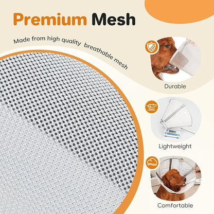 Breathable Mesh Dog Cone Collar for Surgery, Soft Elizabethan Recovery Alternative to Stop Licking,Pet Neck Collar for Large Medium Small Breeds(Light Grey,4)