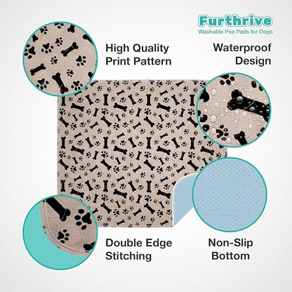 Furthrive Washable Pee Pads for Dogs with Pheromone Attraction, Reusable Puppy Pads, Waterproof Non-Slip Training Pad, 31.25 × 27.25 in, Pet-Friendly for Crates, Apartments, Puppy Supplies (One Unit)