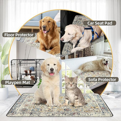 SCLOSE Washable Pee Pad for Dogs Extra Large, 72" x 72" Reusable Puppy Pads Waterproof Dog Rugs, Super Absorbent, Leakproof, Dog Crate Pad, Playpen Mat, Whelping Pads, Vintage