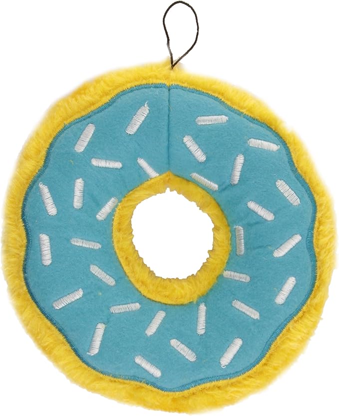 ZippyPaws Donutz - No Stuffing Dog Toys to Keep Them Busy, for Small and Medium Dogs, Squeaky Pet Toy for Boredom, Unstuffed Chew Toy, Soft Plush Puppy Products, Funny Food Toy - Blueberry Donut