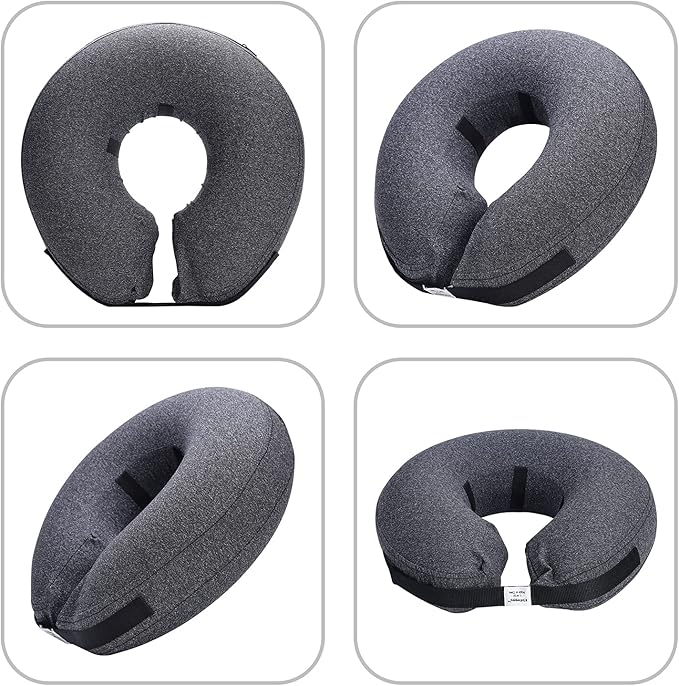 Katoggy Inflatable Dog Cone Collar for Small Medium Large Dogs and Cats, Soft Adjustable Blow up Donut E-Collar for Post-Surgery Recovery
