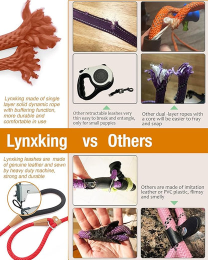 lynxking Dog Leash Slip Lead 5 6 8 FT Dog Training Leash Strong Heavy Duty Braided No Pull Training Lead Leashes for Large Dogs