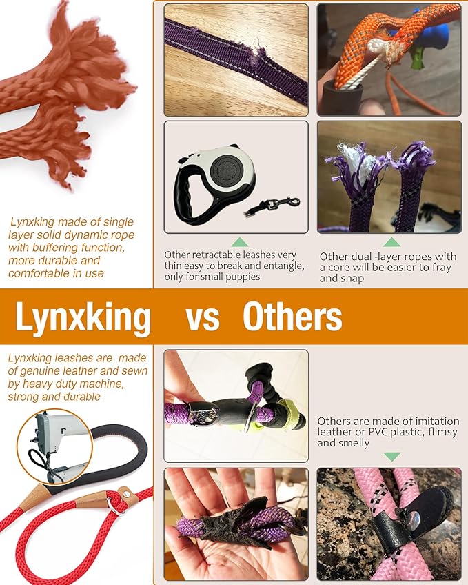 lynxking Dog Leash Slip Lead 5 6 8 FT Dog Training Leash Strong Heavy Duty Braided No Pull Training Lead for Small Medium Large Dogs