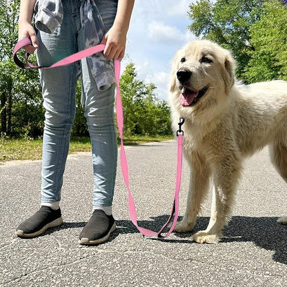 Joytale Dog Leash Heavy Duty for Large Dogs that Pull, Double Handle for Traffic Control, Double-Sided Reflective Leashes for Large Medium Dogs Night Safety, 4FT, Pink