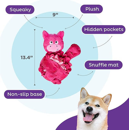 Outward Hound by Nina Ottosson Snuffle Palz Plush Snuffle Mat Dog Treat Puzzle, Non-Slip, Pink, Pig, Large