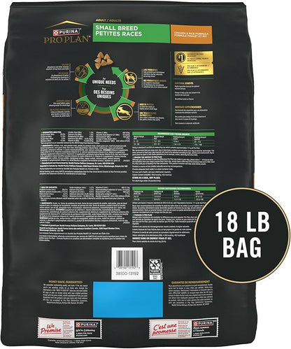 Purina Pro Plan Small Breed Dry Dog Food Chicken and Rice Formula With Guaranteed Live Probiotics - 18 lb. Bag