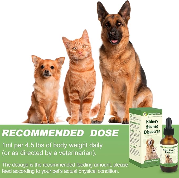 Dog & Cat Bladder Crystals Treatment or Stone, Bladder Kidney Stones Dissolver for Pet, Cat Dog Urinary Tract Supplements for Kidney and Bladder Stones, Urinary Free The Flow, 2 fl oz, 59ml