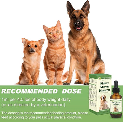 Dog & Cat Bladder Crystals Treatment or Stone, Bladder Kidney Stones Dissolver for Pet, Cat Dog Urinary Tract Supplements for Kidney and Bladder Stones, Urinary Free The Flow, 2 fl oz, 59ml
