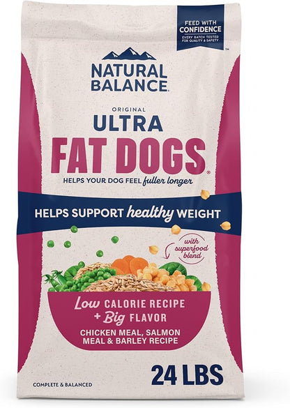 Natural Balance Original Ultra Fat Dogs Chicken Meal, Salmon Meal & Barley Recipe Adult Dry Dog Food, 24 lbs.
