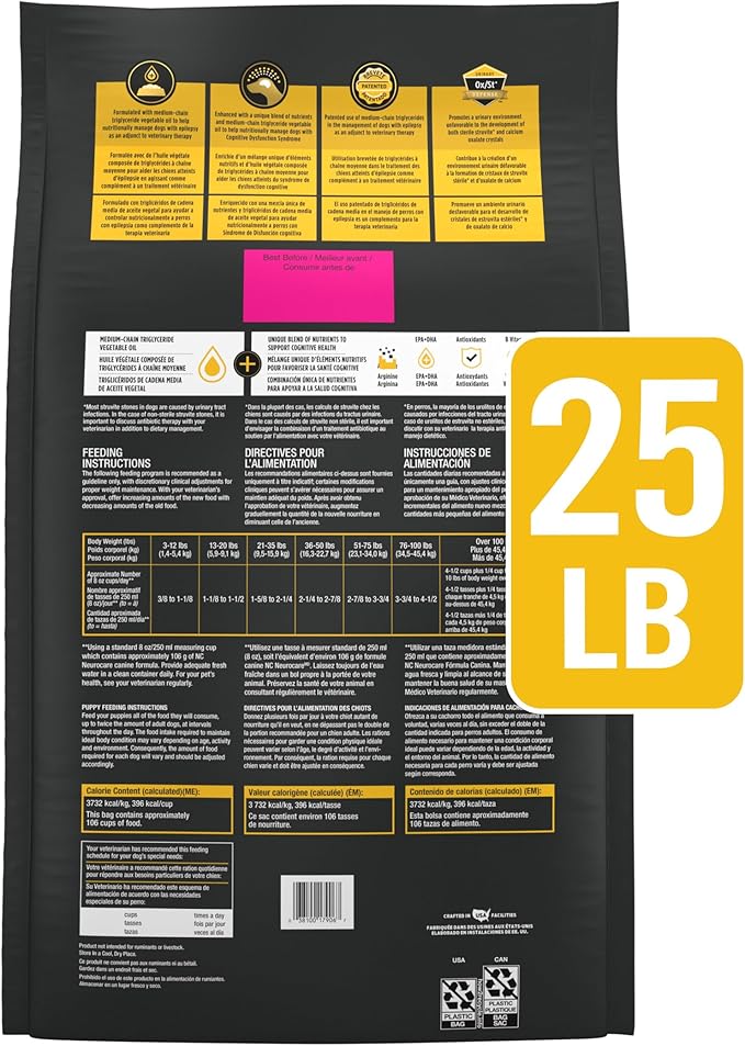 Pro Plan Veterinary Diets Purina NC NeuroCare Canine Formula High Protein Dog Food - 25 lb. Bag