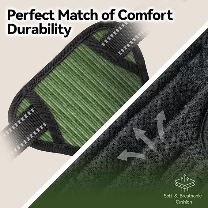 PHOEPET No Pull Dog Harness with Handle Front & Back Clip, Easy on Lockable Snap Buckle at Neck, Adjustable Reflective Vest with Handle for Small Medium Large Dogs (XL, Misty Green)