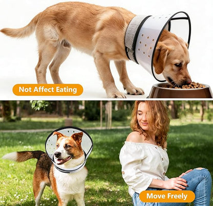 Inflatable Dog Cone Collar with Detachable Transparent Shield, Adjustable Dog Donut Collar to Stop Licking After Surgery.Soft Dogs Cone Alternative for Small Medium Large Dogs(Neck 12-15 inch)