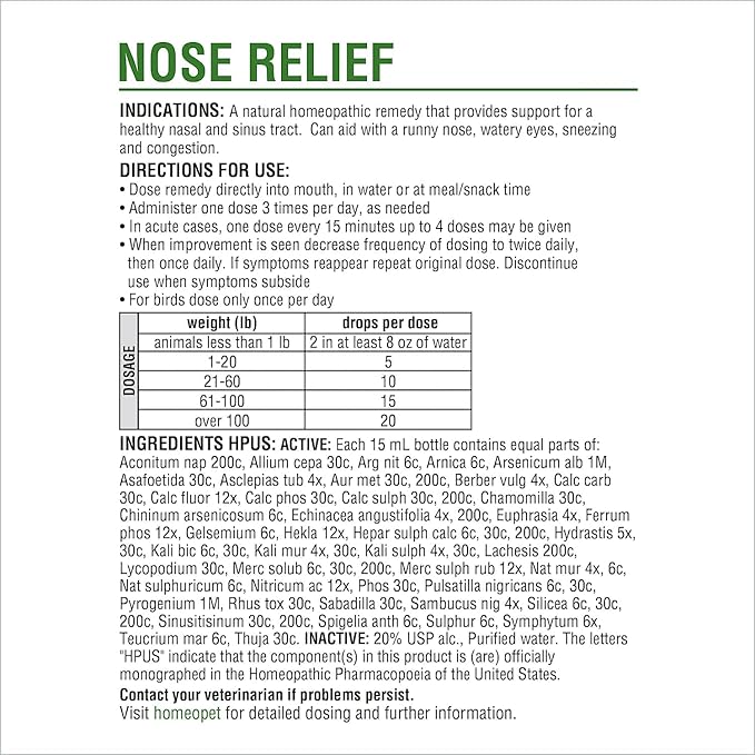 Dog Homeopet Nose Relief