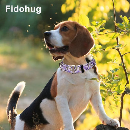 Reflective Martingale Collar for Dogs with Quick Release Buckle Cute Girl Female Flower Dog Collars (Lavender Floral, Large)